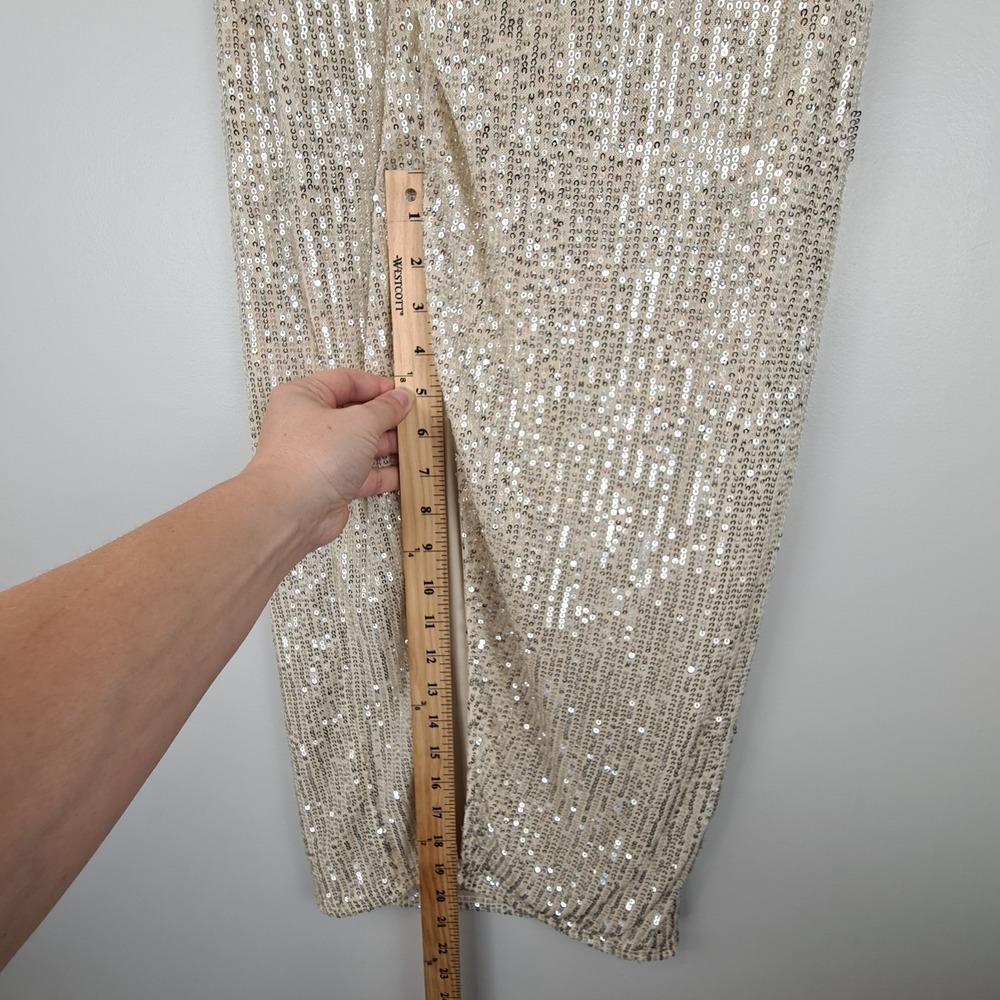 Forever 21 Sequin Ivory Two Piece Outfit Women's Small Top And Skirt Shiny Party - Picture 14 of 16